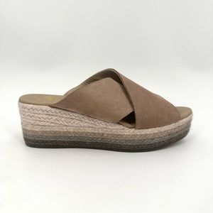 PASEART Wedge Sandals Womens 38 7.5 Espadrilles Euro Taupe CrissCross READ